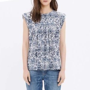 Madewell Porcelain Floral Top 100% Silk Size S